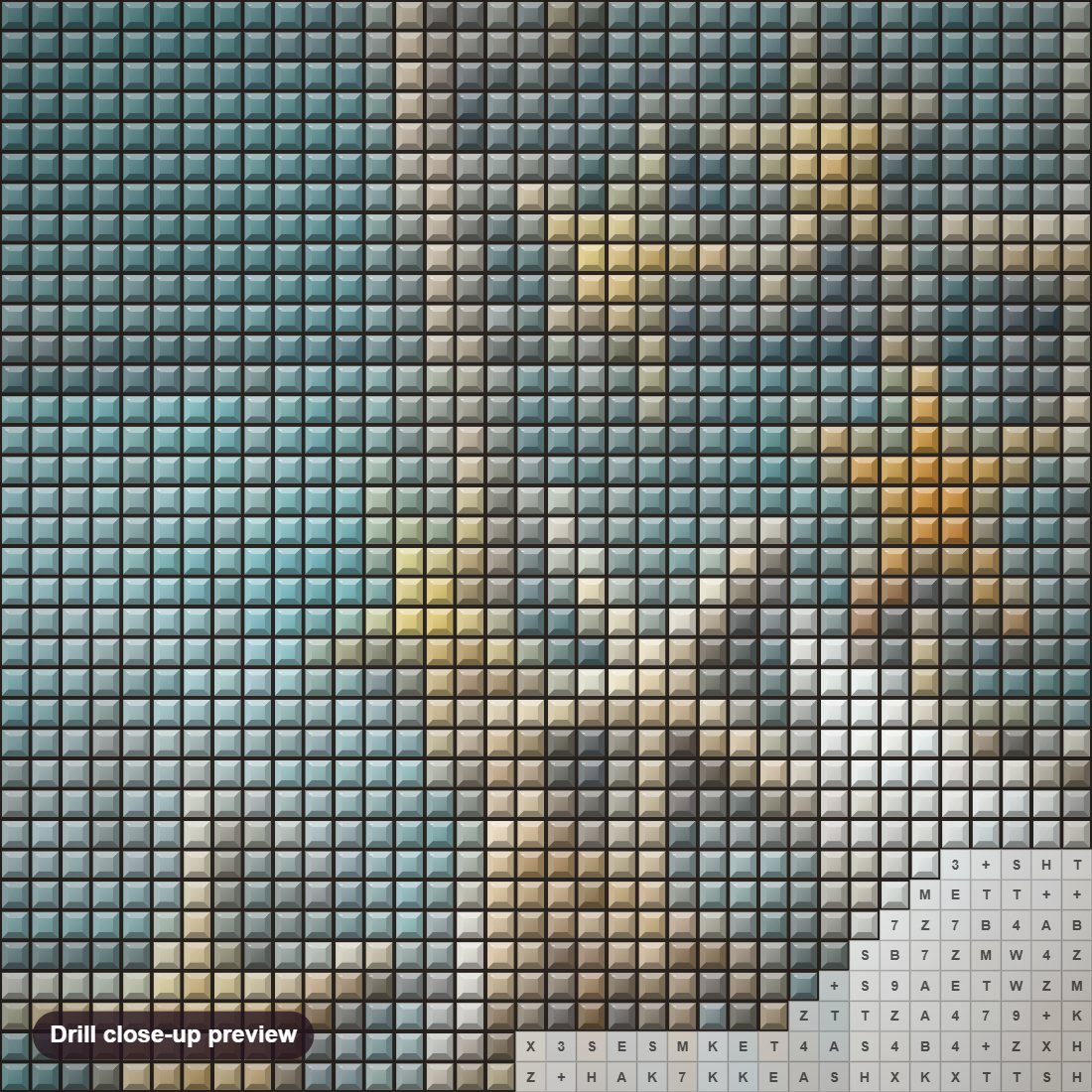 Close-up preview of the Sea Shells diamond painting with square 5D drills and printed canvas symbols