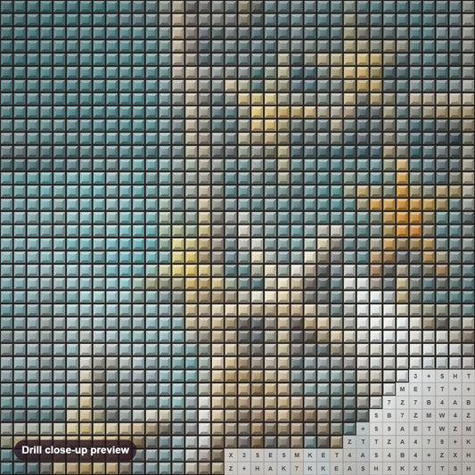 Close-up preview of the Sea Shells diamond painting with square 5D drills and printed canvas symbols