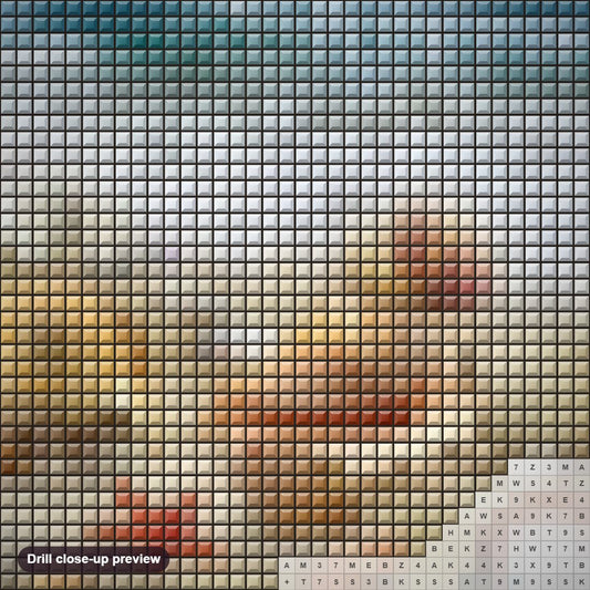 Close-up preview of the Sea Shells on the Beach diamond painting with square 5D drills and printed canvas symbols