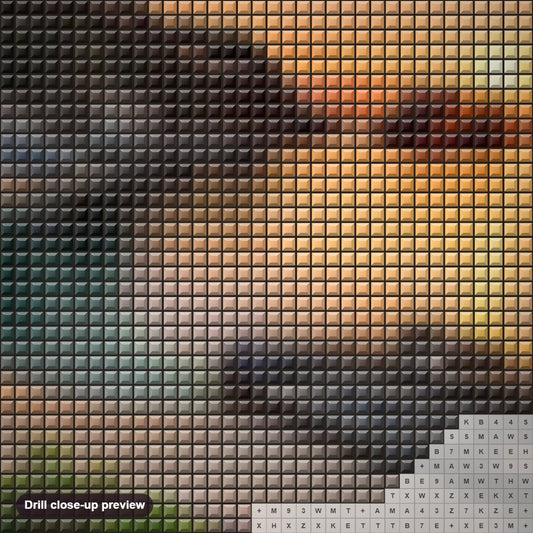 Close-up preview of the Sea Side Sunset Landscape diamond painting with square 5D drills and printed canvas symbols