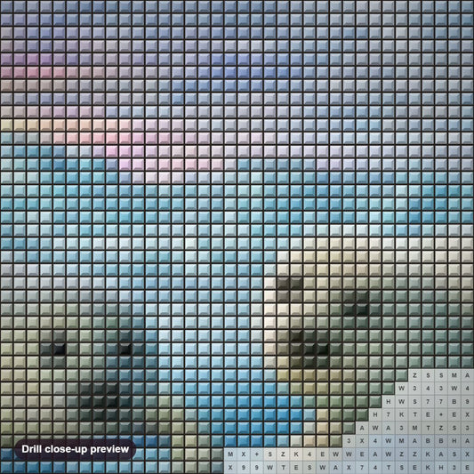 Close-up preview of the Seals Pair diamond painting with square 5D drills and printed canvas symbols