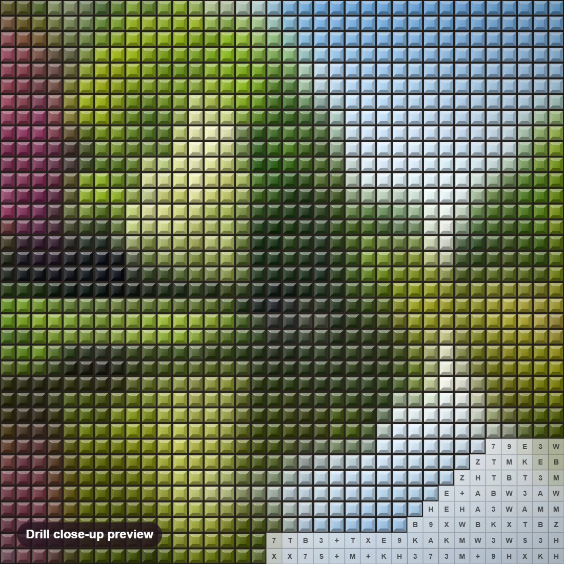 Close-up preview of the Seasons of the Year diamond painting with square 5D drills and printed canvas symbols
