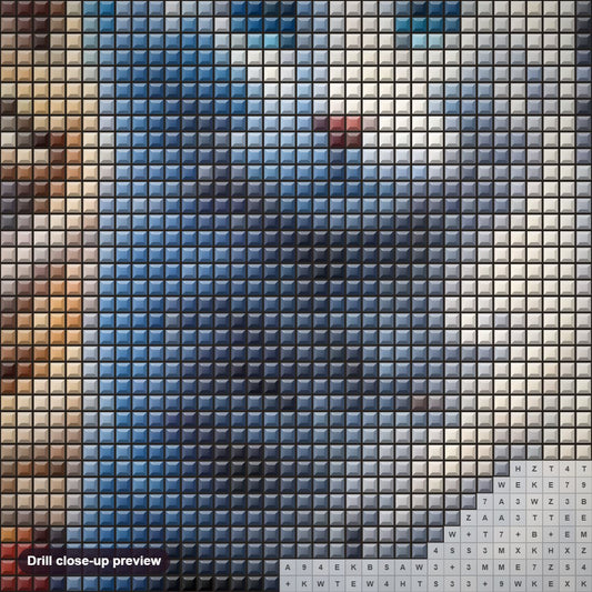 Close-up preview of the Secret Life of Cats diamond painting with square 5D drills and printed canvas symbols