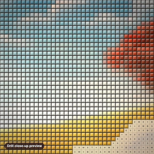Close-up preview of the Shade Seeker diamond painting with square 5D drills and printed canvas symbols