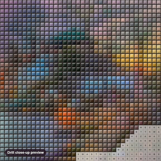 Close-up preview of the Shine Your Soul diamond painting with square 5D drills and printed canvas symbols