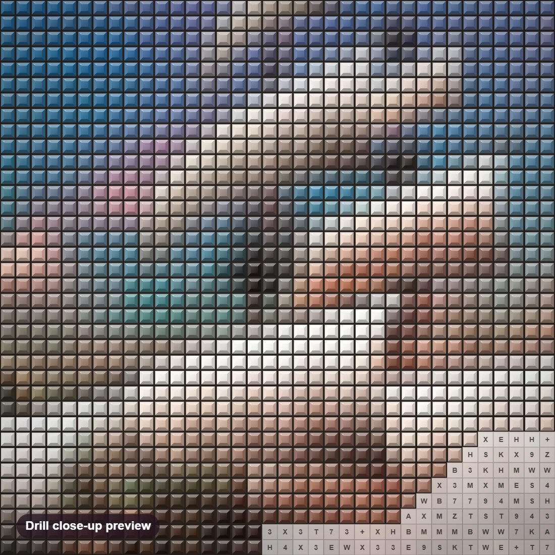 Close-up preview of the Ship in the Ocean diamond painting with square 5D drills and printed canvas symbols