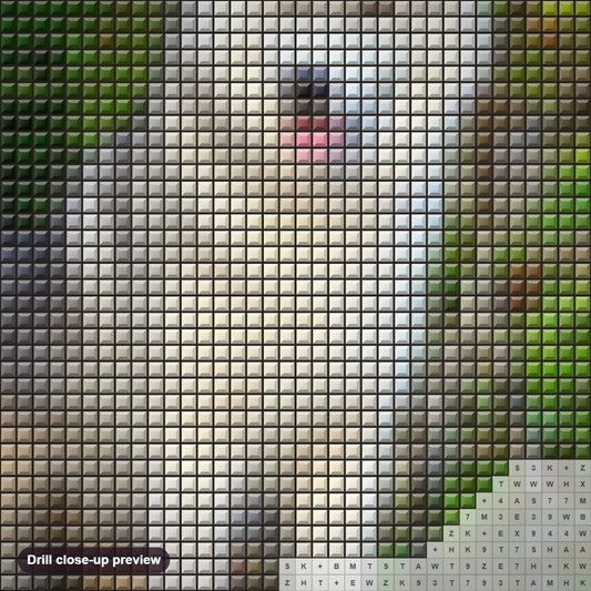 Close-up preview of the Siberian Husky diamond painting with square 5D drills and printed canvas symbols