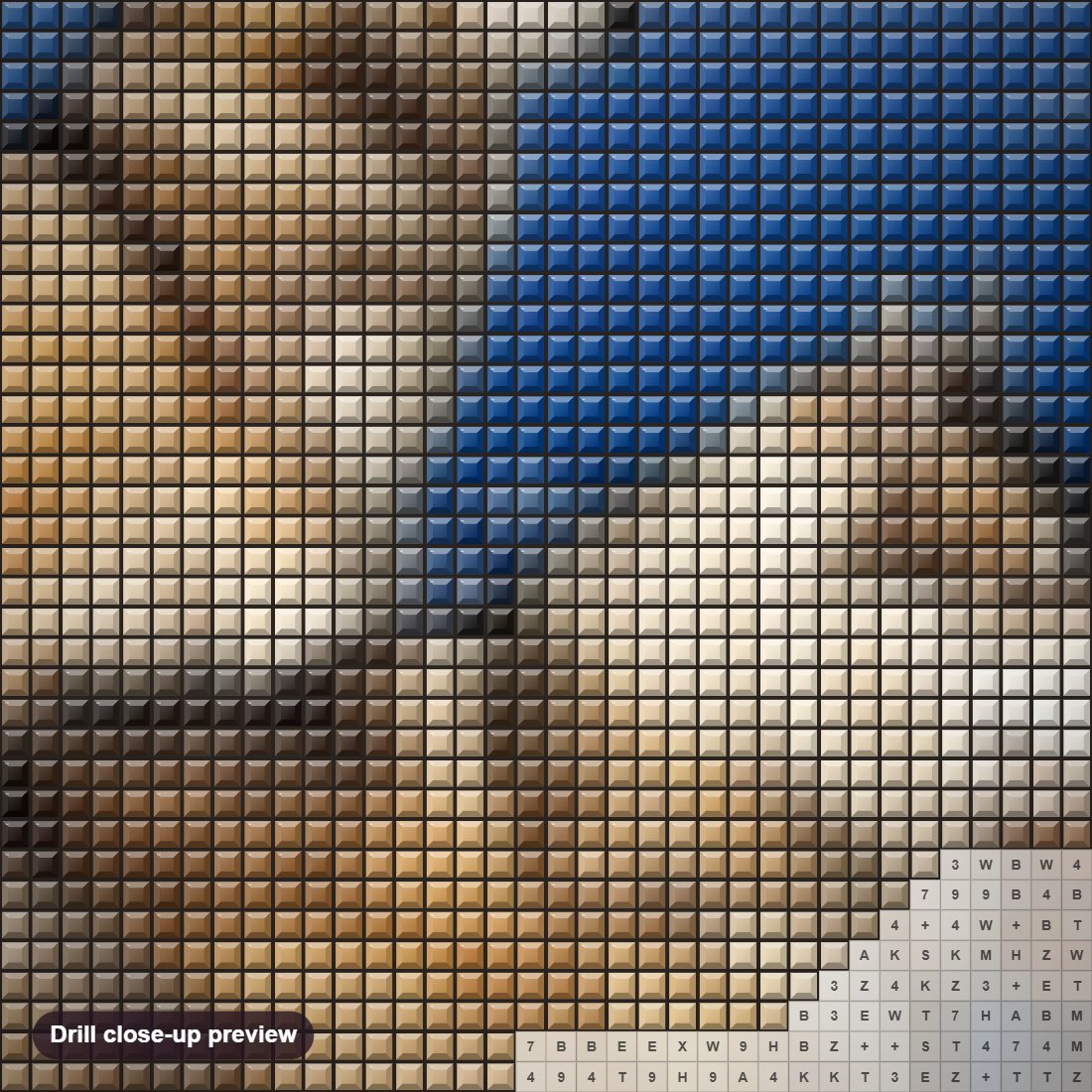 Close-up preview of the Siberian Husky Pair on Mountains diamond painting with square 5D drills and printed canvas symbols
