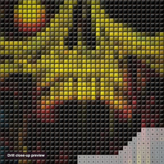 Close-up preview of the Skull Art by diamond painting with square 5D drills and printed canvas symbols