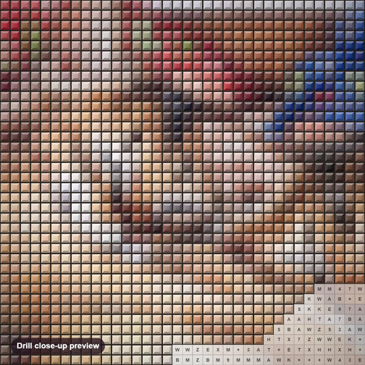 Close-up preview of the Sleeping Cats diamond painting with square 5D drills and printed canvas symbols