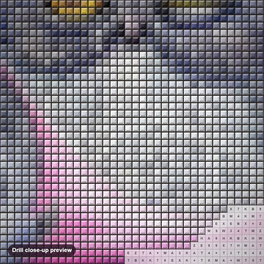 Close-up preview of the Sleepless Cartoon Owl diamond painting with square 5D drills and printed canvas symbols