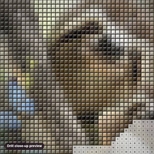 Close-up preview of the Sloth Family diamond painting with square 5D drills and printed canvas symbols