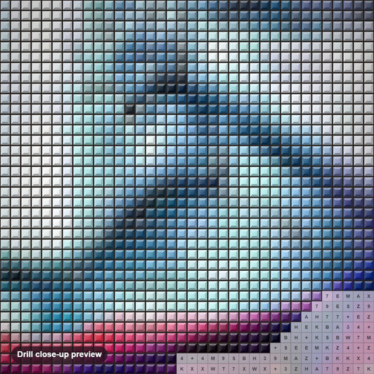 Close-up preview of the Smiles of Madness diamond painting with square 5D drills and printed canvas symbols