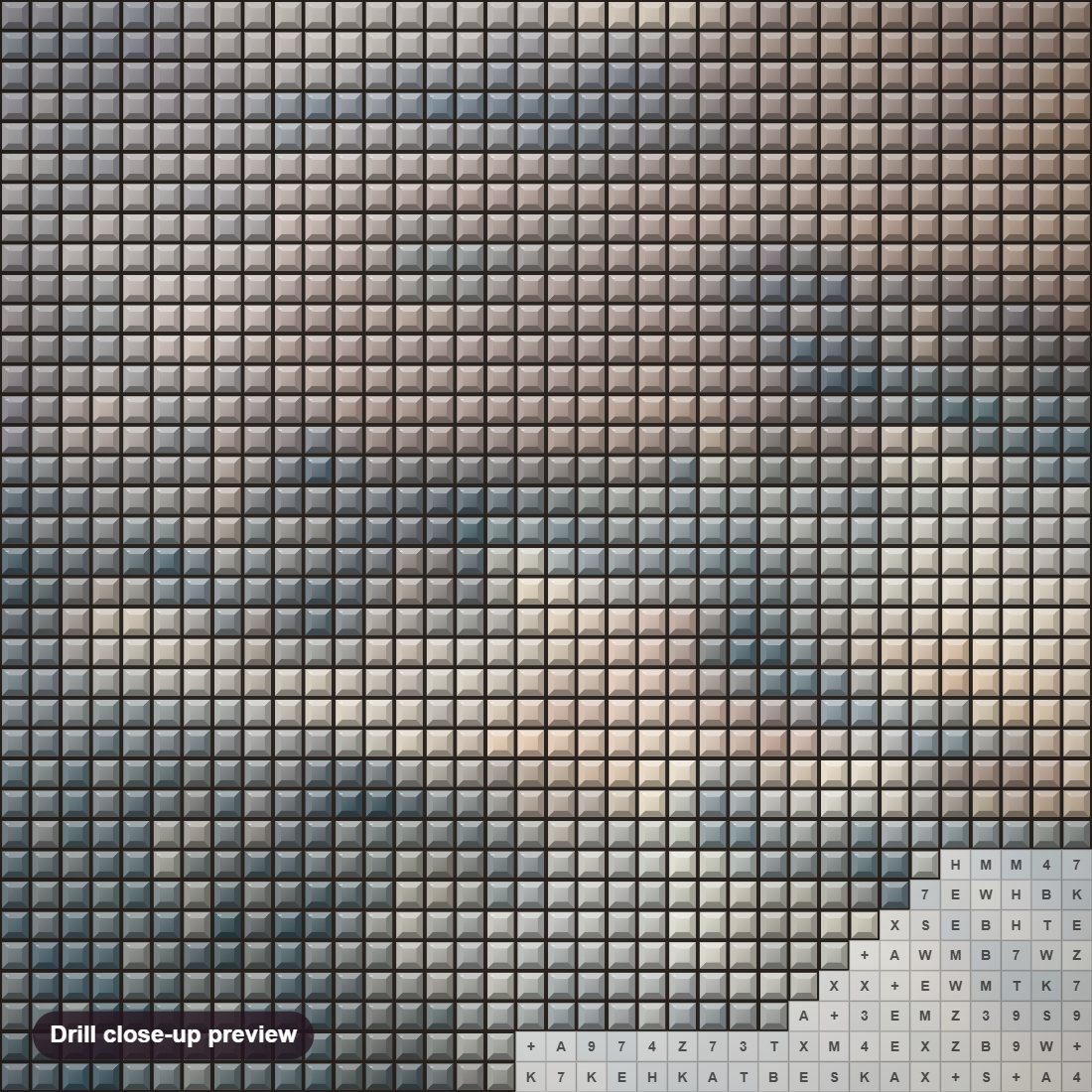 Close-up preview of the Snow and Sand in Central Asia diamond painting with square 5D drills and printed canvas symbols