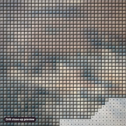 Close-up preview of the Snow and Sand in Central Asia diamond painting with square 5D drills and printed canvas symbols