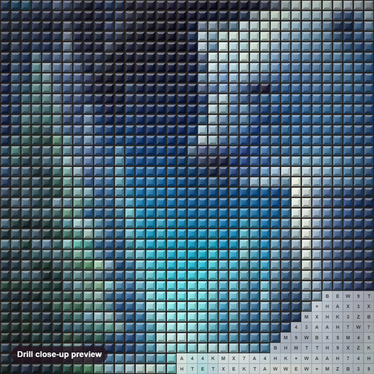 Close-up preview of the Snow Bear in Leaf diamond painting with square 5D drills and printed canvas symbols