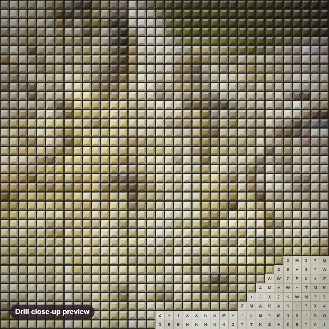 Close-up preview of the Snow Leopards diamond painting with square 5D drills and printed canvas symbols