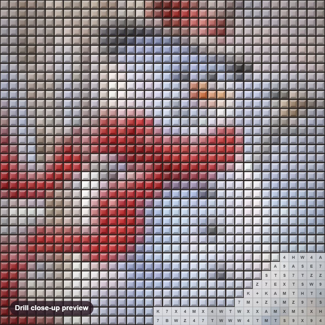 Close-up preview of the Snow Man & Bird House diamond painting with square 5D drills and printed canvas symbols