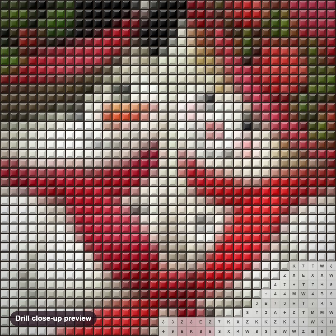 Close-up preview of the Snowman & Birds Pair diamond painting with square 5D drills and printed canvas symbols