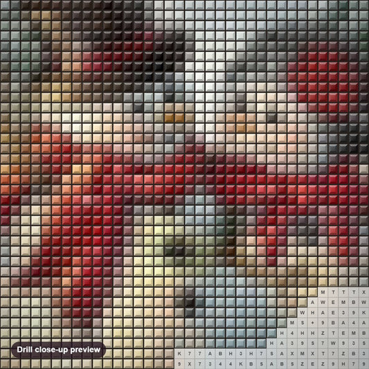 Close-up preview of the Snowman diamond painting with square 5D drills and printed canvas symbols
