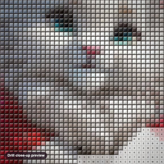 Close-up preview of the Snowy Christmas Magic diamond painting with square 5D drills and printed canvas symbols