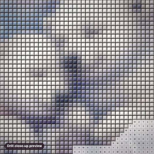 Close-up preview of the Snowy Smiles White Bears in Joy diamond painting with square 5D drills and printed canvas symbols