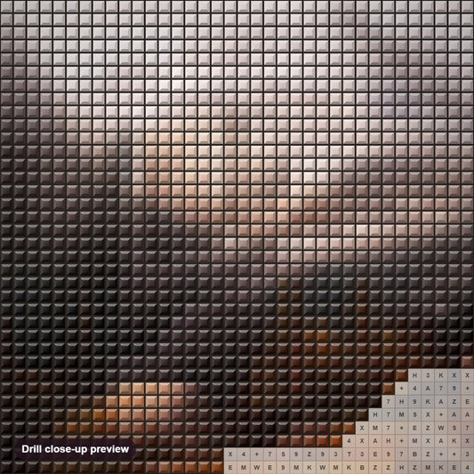 Close-up preview of the Sonora Pass diamond painting with square 5D drills and printed canvas symbols