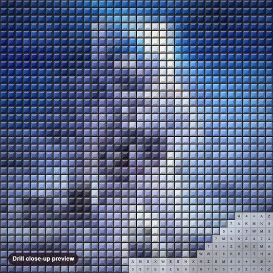 Close-up preview of the Space Astronaut diamond painting with square 5D drills and printed canvas symbols