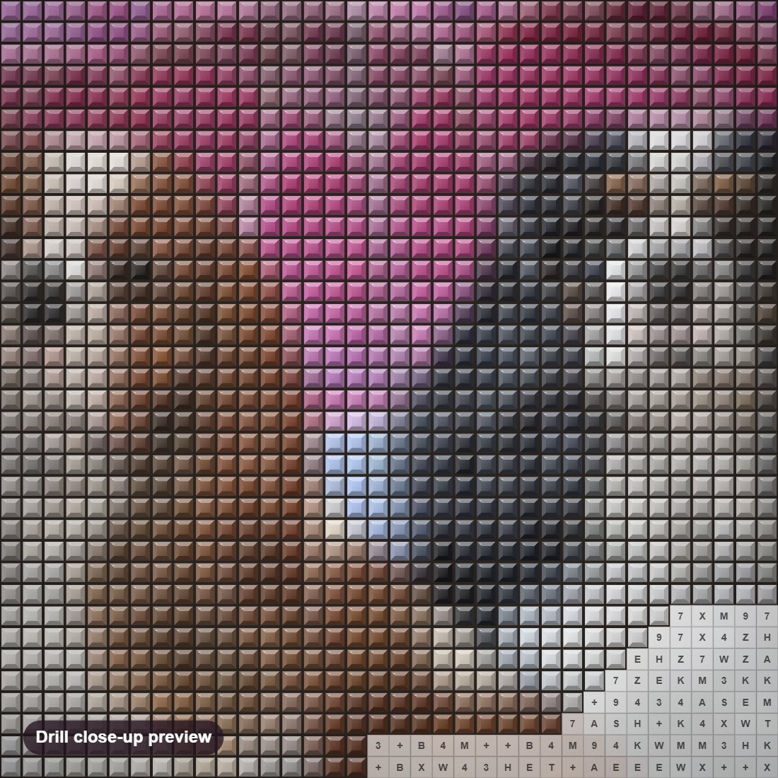 Close-up preview of the Spaniels Under Umbrella diamond painting with square 5D drills and printed canvas symbols