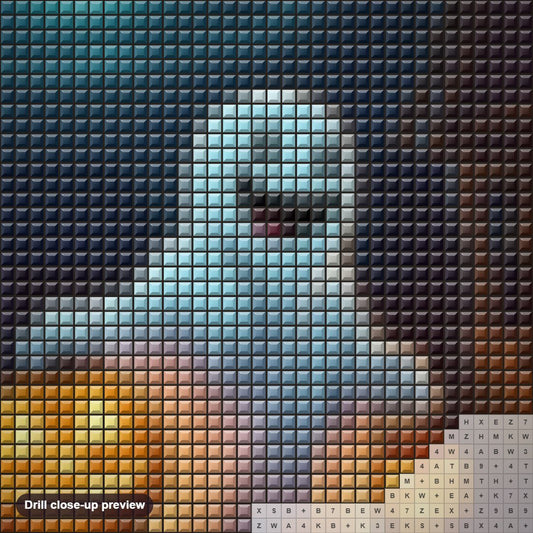 Close-up preview of the Spooky Halloween diamond painting with square 5D drills and printed canvas symbols