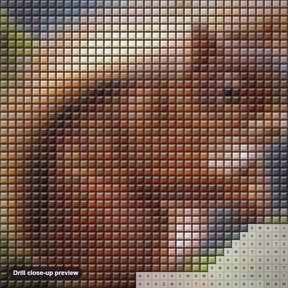 Close-up preview of the Squirrel in the Forest diamond painting with square 5D drills and printed canvas symbols