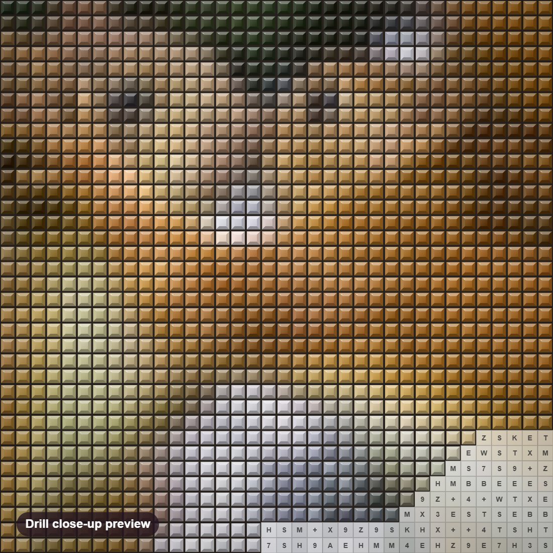Close-up preview of the Squirrels in Love diamond painting with square 5D drills and printed canvas symbols