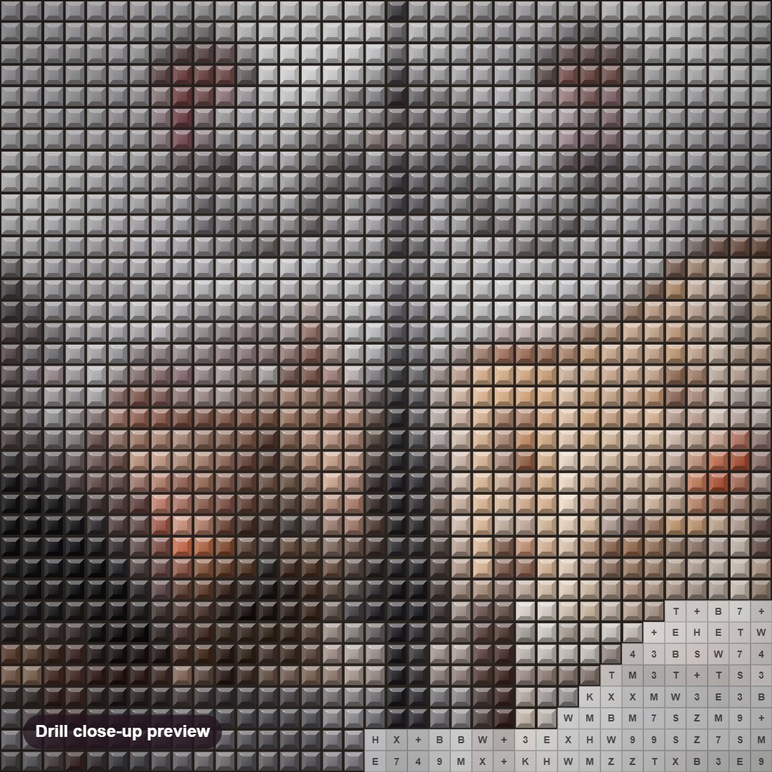 Close-up preview of the St. Mark's diamond painting with square 5D drills and printed canvas symbols