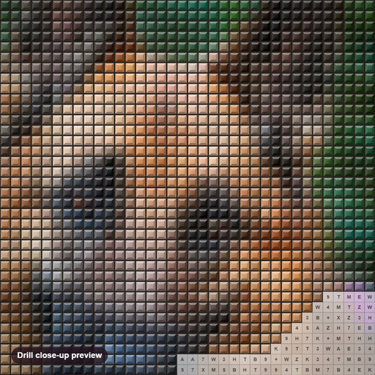 Close-up preview of the Staggering German Shepherd Dog diamond painting with square 5D drills and printed canvas symbols