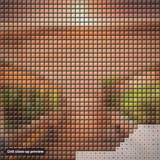 Close-up preview of the Stairway to Sunset Beach diamond painting with square 5D drills and printed canvas symbols