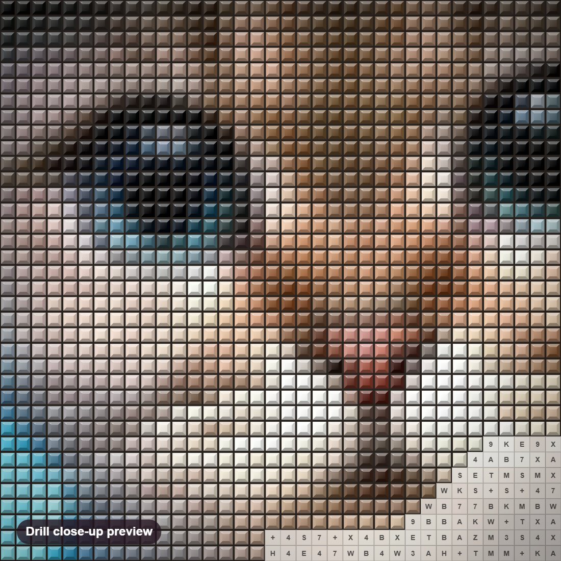 Close-up preview of the Star Craft Kitty diamond painting with square 5D drills and printed canvas symbols