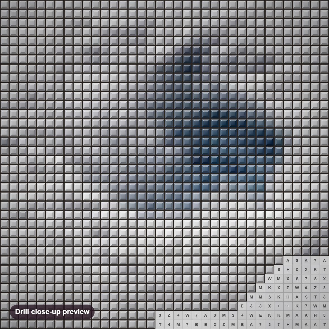 Close-up preview of the Staring Down Hurricane Florence diamond painting with square 5D drills and printed canvas symbols