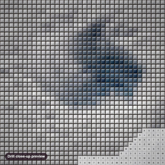 Close-up preview of the Staring Down Hurricane Florence diamond painting with square 5D drills and printed canvas symbols