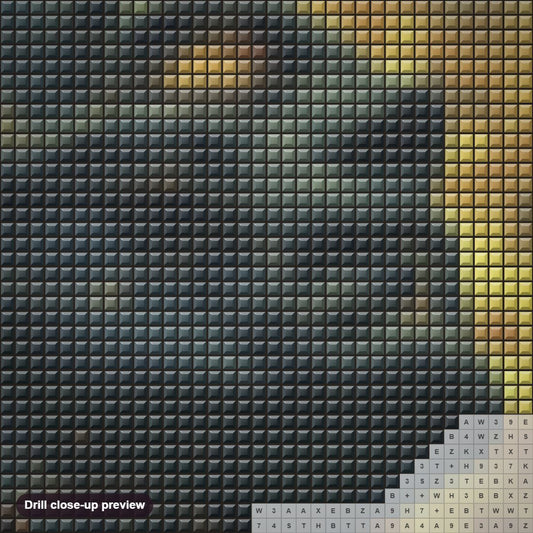 Close-up preview of the Storm Man diamond painting with square 5D drills and printed canvas symbols