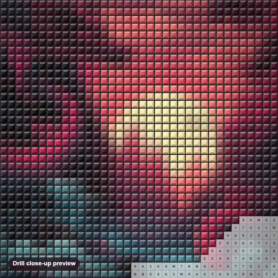 Close-up preview of the Stranded in the Storm diamond painting with square 5D drills and printed canvas symbols