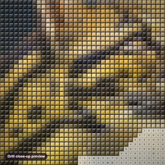 Close-up preview of the Stunning Cheetah diamond painting with square 5D drills and printed canvas symbols