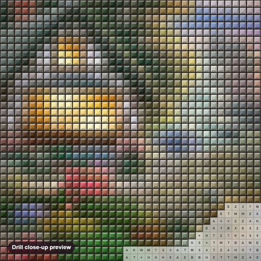 Close-up preview of the Stunning Dream Place diamond painting with square 5D drills and printed canvas symbols