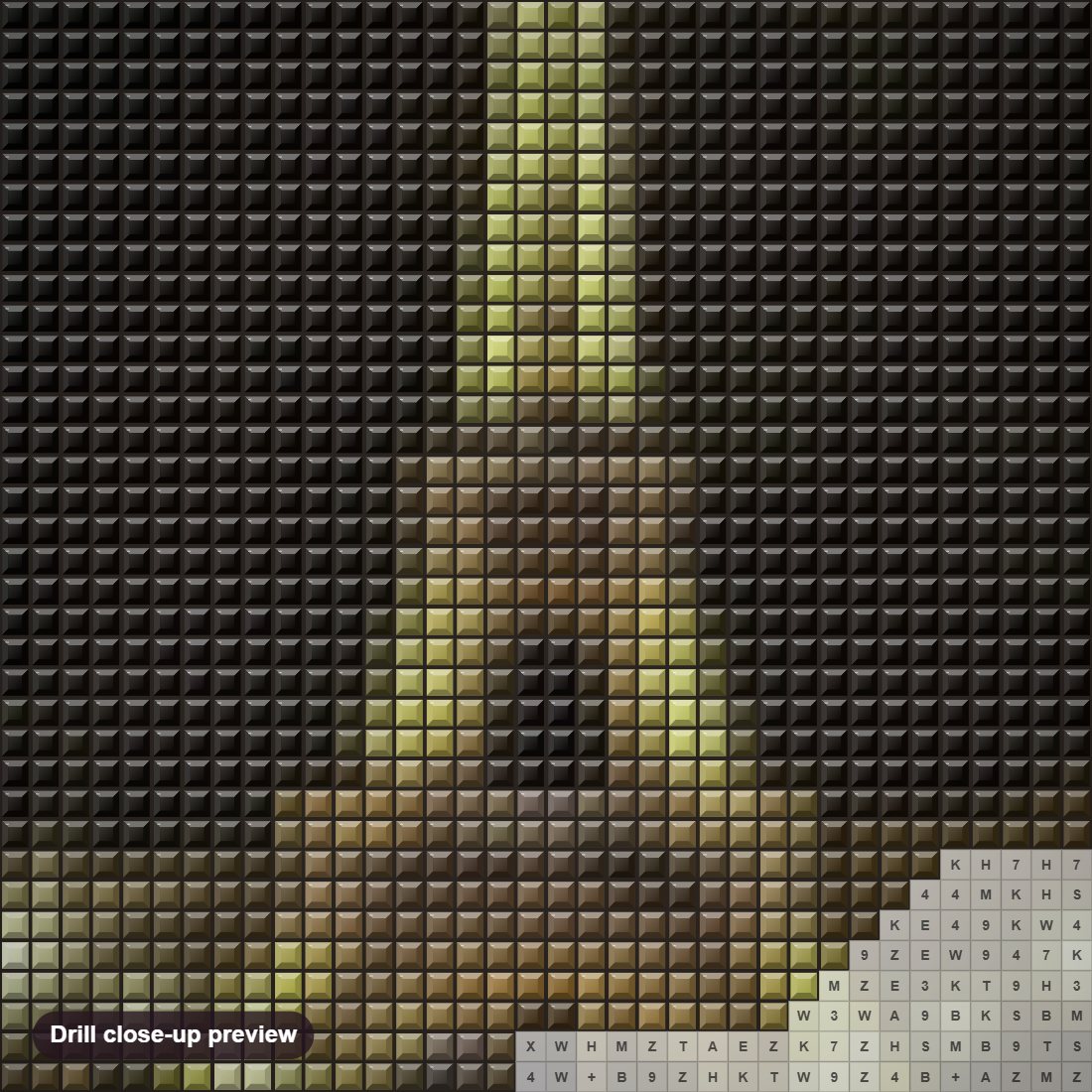 Close-up preview of the Stunning Eiffel Tower in Night Lights diamond painting with square 5D drills and printed canvas symbols