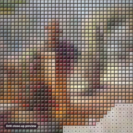 Close-up preview of the Stunning Flowers Garden diamond painting with square 5D drills and printed canvas symbols