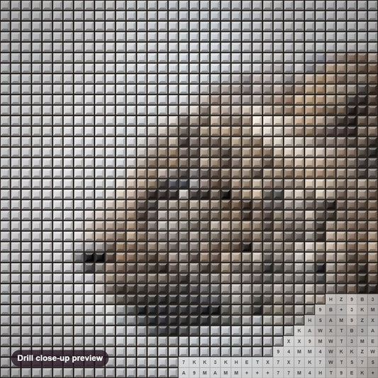 Close-up preview of the Stunning Jaguar diamond painting with square 5D drills and printed canvas symbols