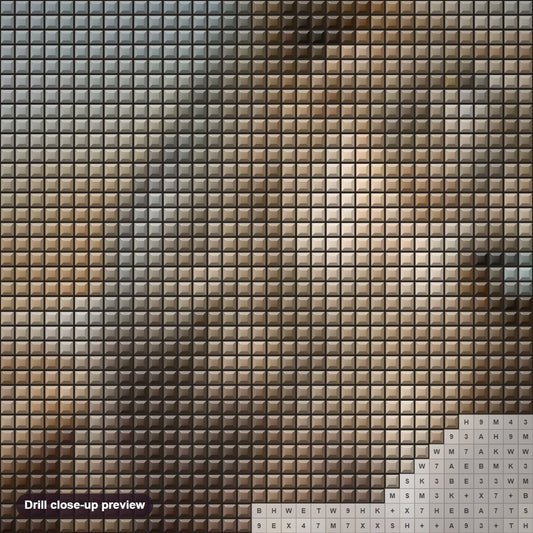 Close-up preview of the Stunning Lion diamond painting with square 5D drills and printed canvas symbols