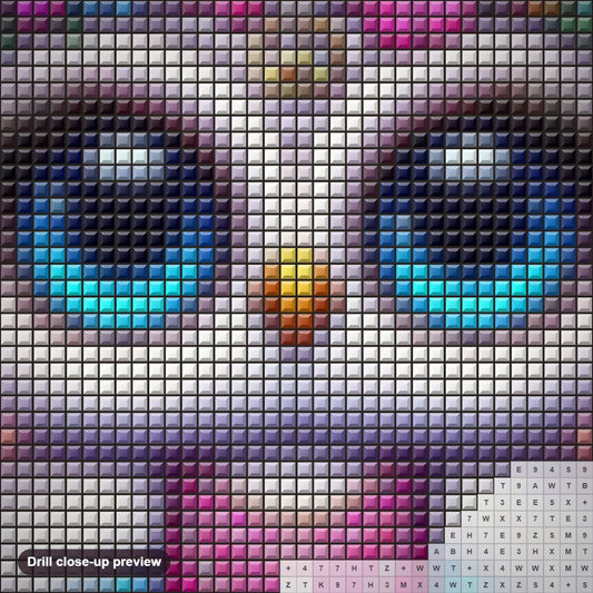 Close-up preview of the Stunning Little Owl diamond painting with square 5D drills and printed canvas symbols