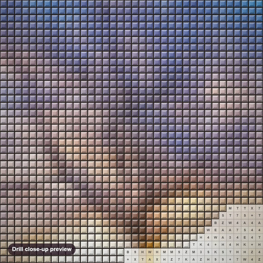 Close-up preview of the Stunning Tree diamond painting with square 5D drills and printed canvas symbols