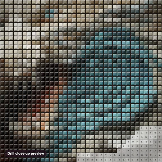 Close-up preview of the Stylized Cartoon Dragon diamond painting with square 5D drills and printed canvas symbols