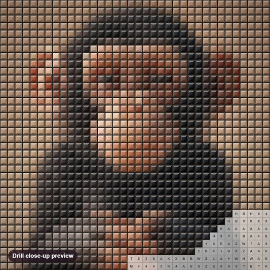 Close-up preview of the Sublime Baby Chimpanzee diamond painting with square 5D drills and printed canvas symbols